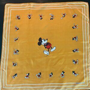 Vintage Disney MICKEY MOUSE Scarf Orange Made in Italy 26" Square